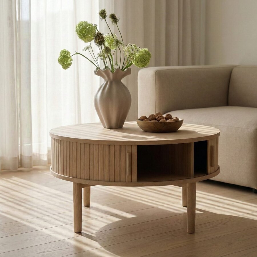 Meta Blank Eiken Salontafel Rond Ø85 cm Meta Blank Eiken Salontafel Rond Ø85 cm