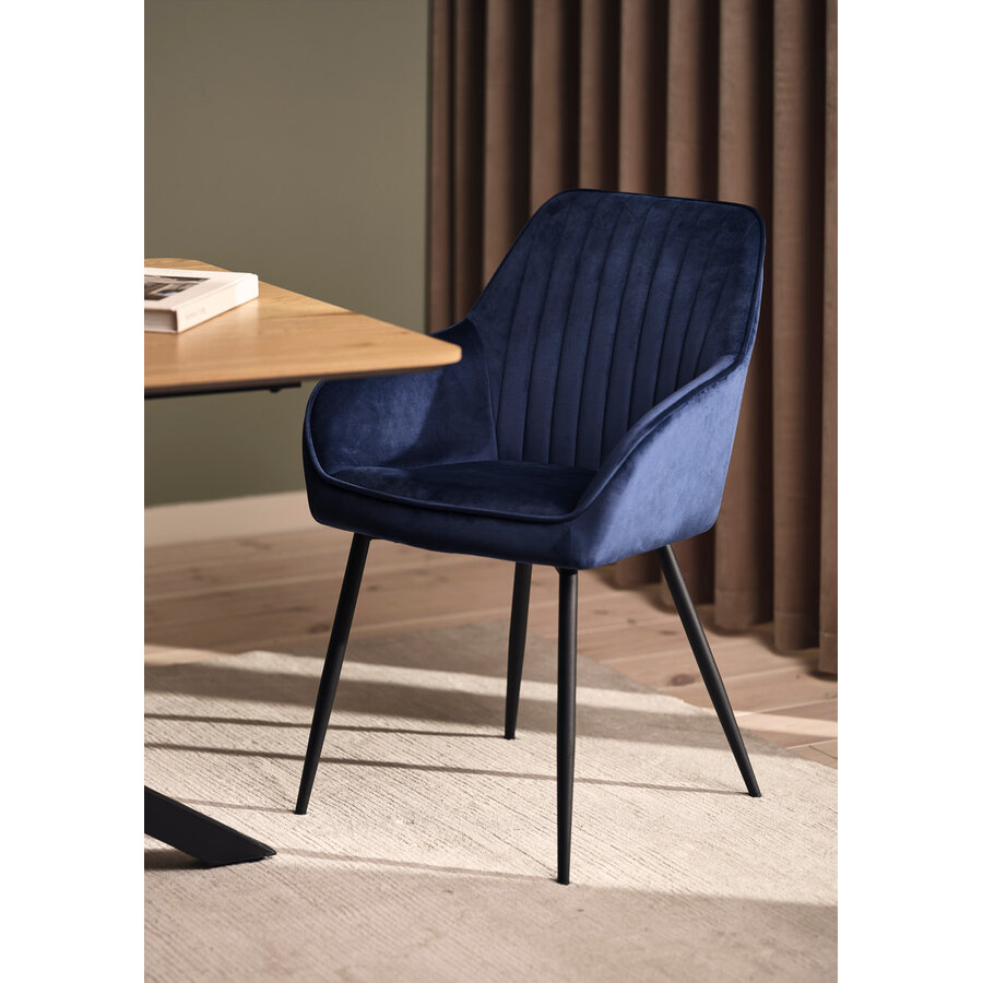 Nolan Armstoel Blauw Velvet Stripes Nolan Armstoel Blauw Velvet Stripes