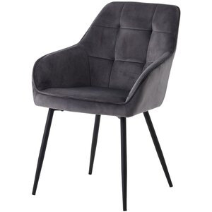 Hygge Interiors Nolan Armstoel Donkergrijs Velvet Squares Hygge Interiors Nolan Armstoel Donkergrijs Velvet Squares