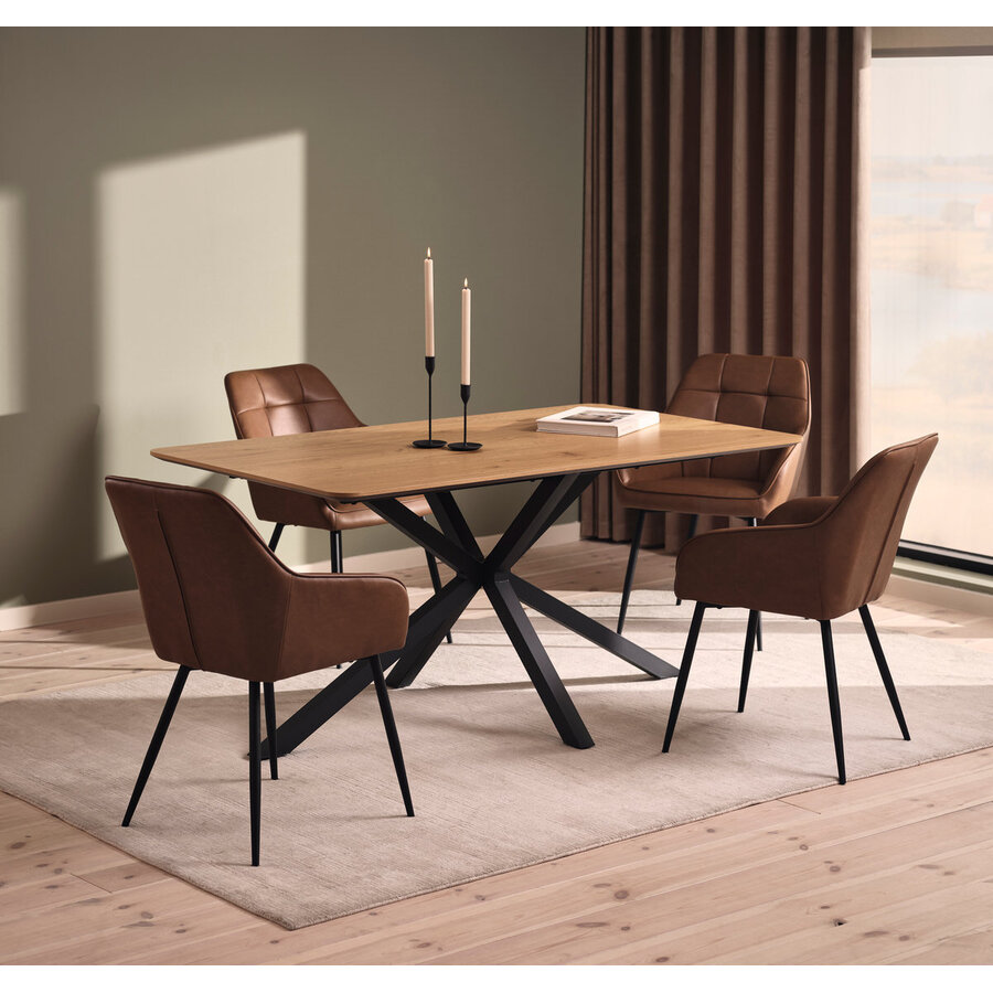 Nolan Armstoel Cognac Kunstleer Squares