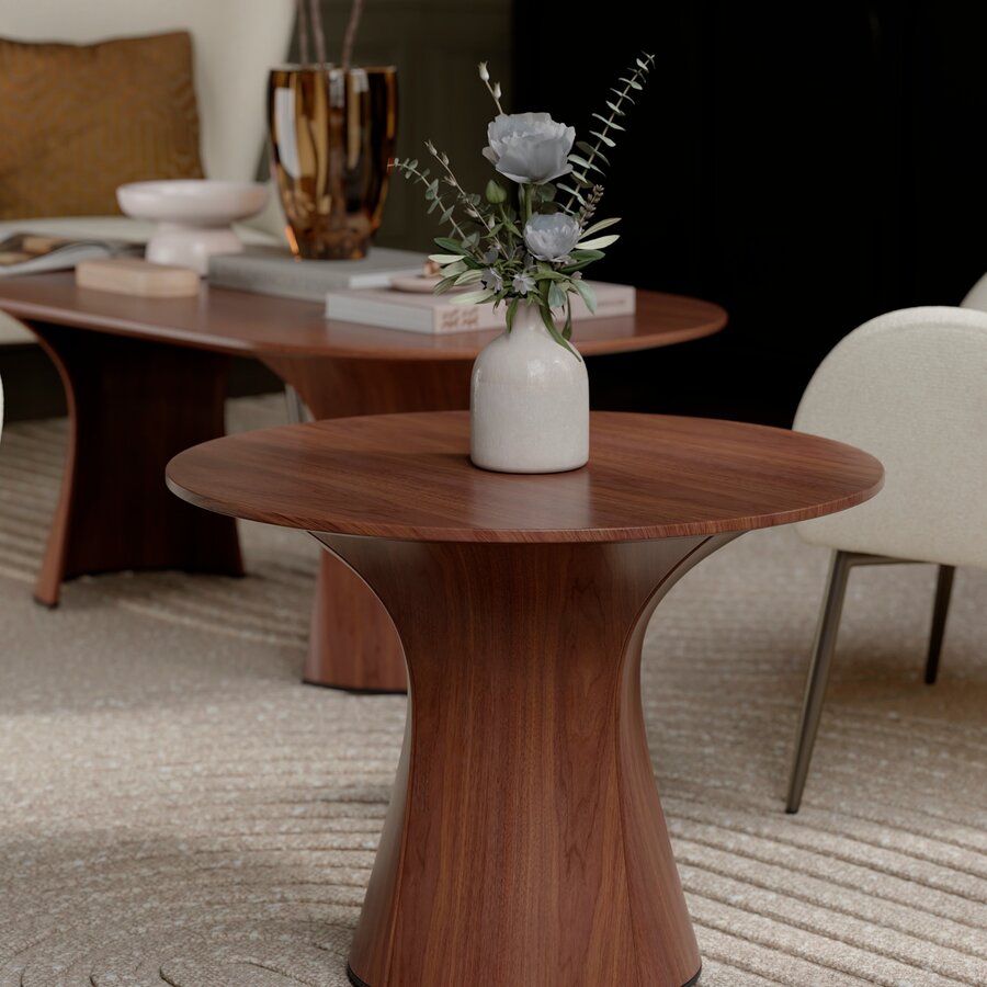 Root Walnoot Bijzettafel Rond Dan Form Root Walnoot Bijzettafel Rond