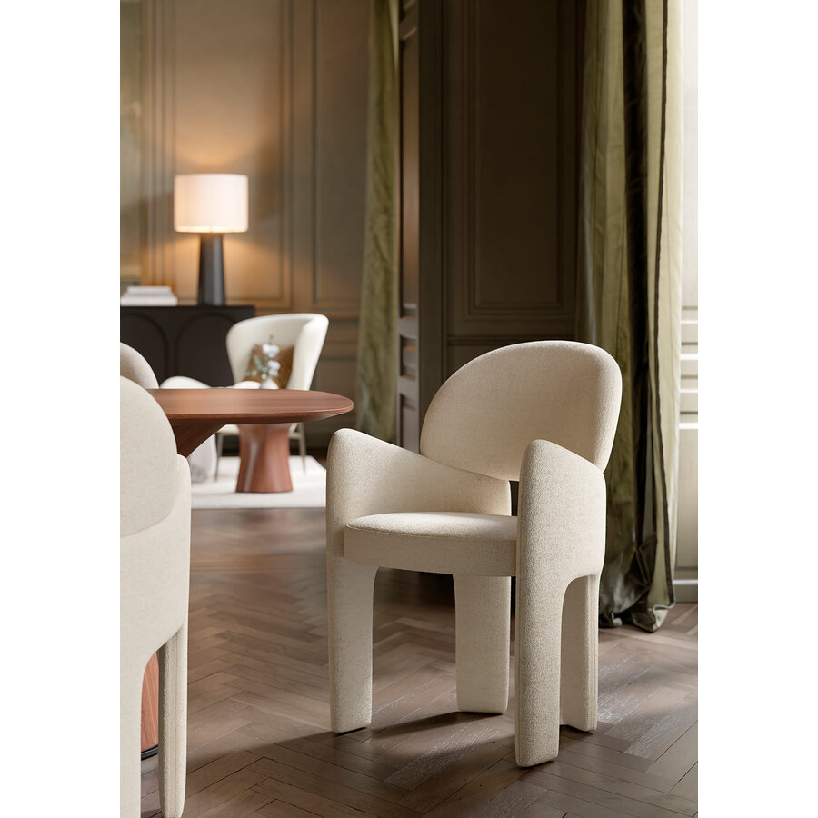 Aole Beige Bouclé Eetkamerstoel Aole Beige Bouclé Eetkamerstoel
