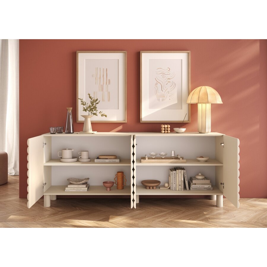 Adria Talco Cashmere Dressoir met 4-Deuren Benvenuto Design Adria Talco Cashmere Dressoir met 4-Deuren