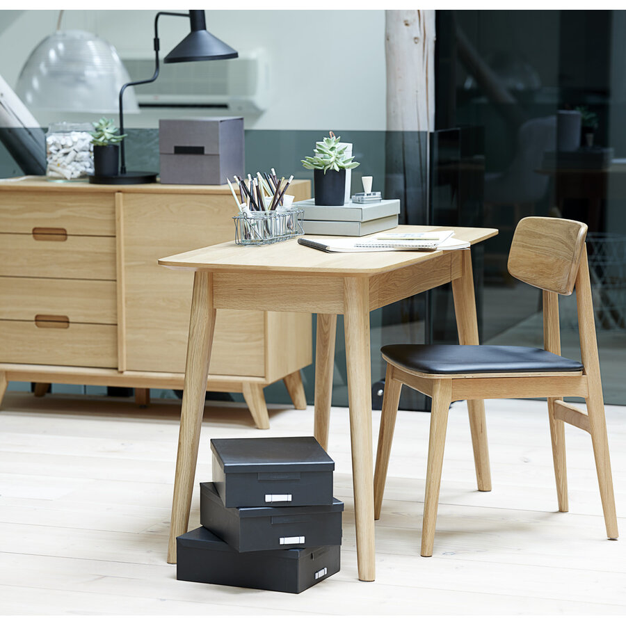 2x Livo Eetkamerstoel Eiken / Zwart Kunstleder Hygge Interiors 2x Livo Eetkamerstoel Eiken / Zwart Kunstleder