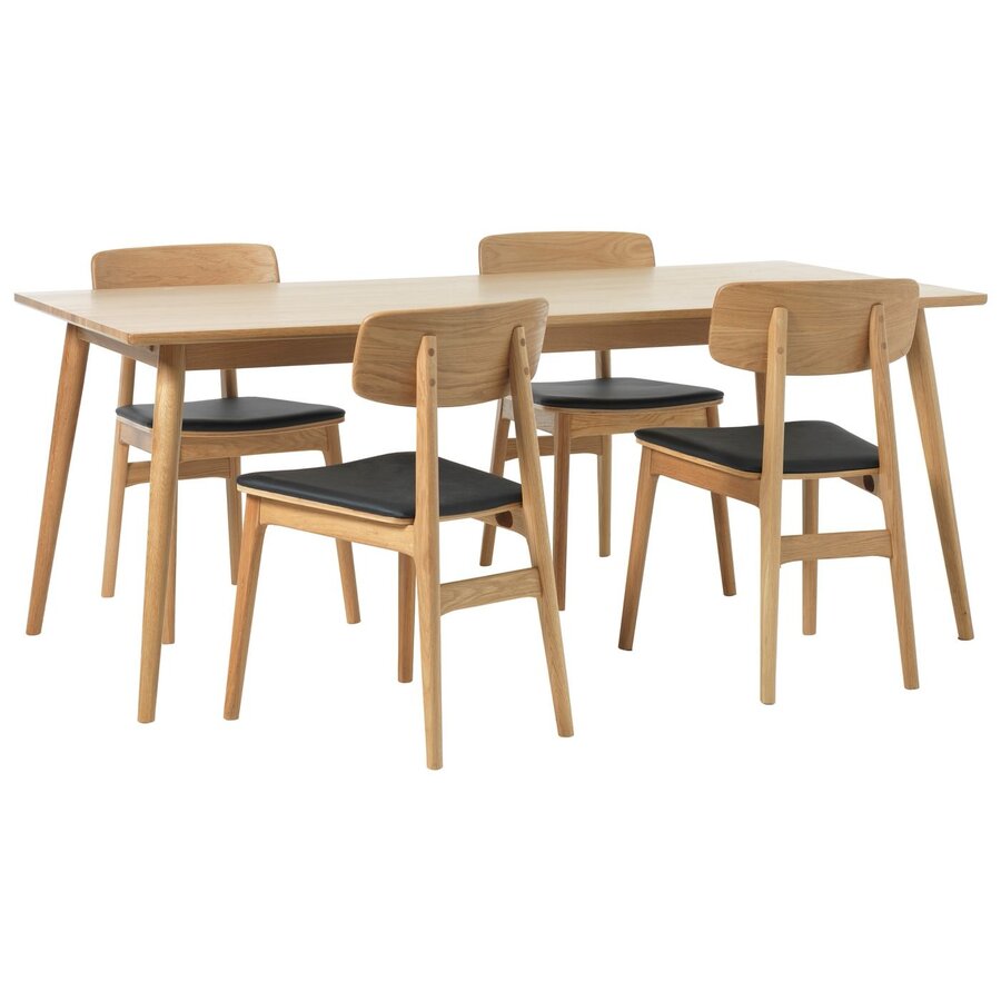 2x Livo Eetkamerstoel Eiken / Zwart Kunstleder Hygge Interiors 2x Livo Eetkamerstoel Eiken / Zwart Kunstleder