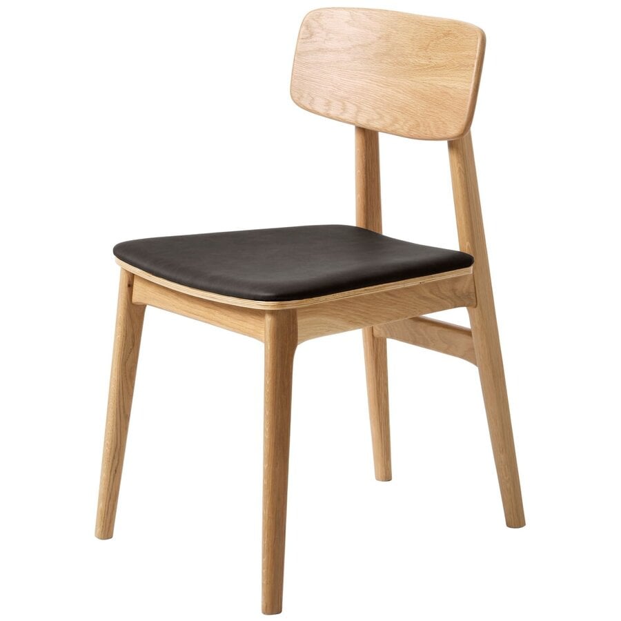 2x Livo Eetkamerstoel Eiken / Zwart Kunstleder Hygge Interiors 2x Livo Eetkamerstoel Eiken / Zwart Kunstleder