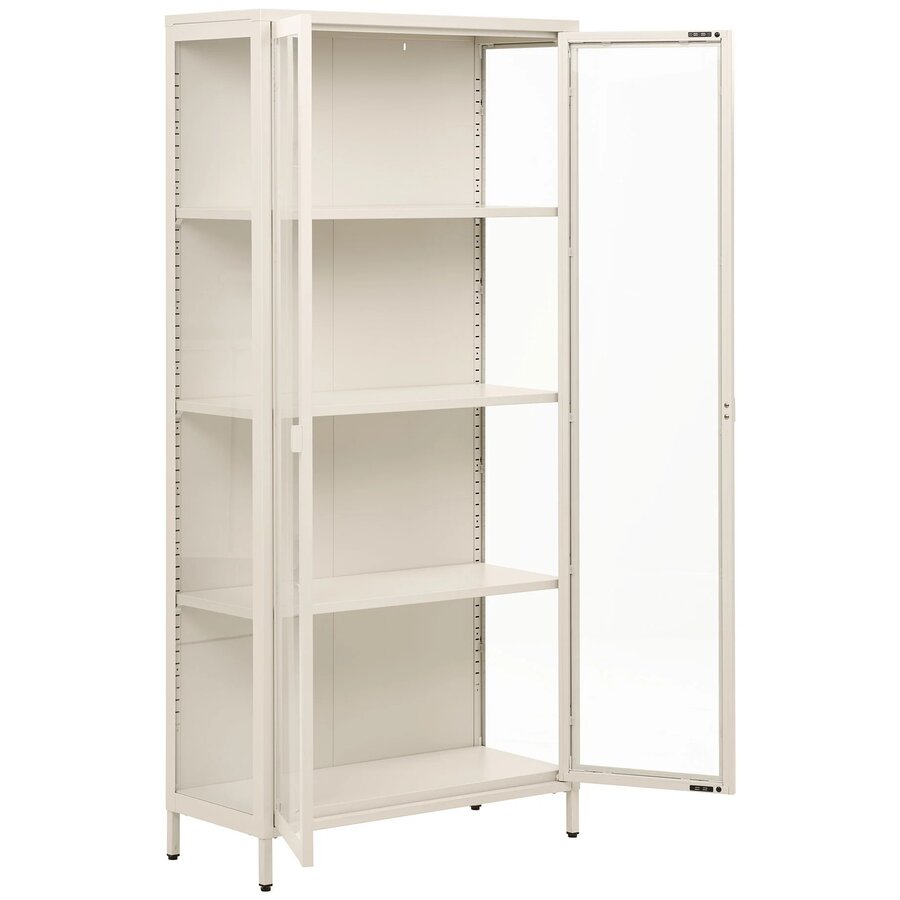 House Nordic Brisbane Gebroken Wit / Glas Vitrinekast H175 cm