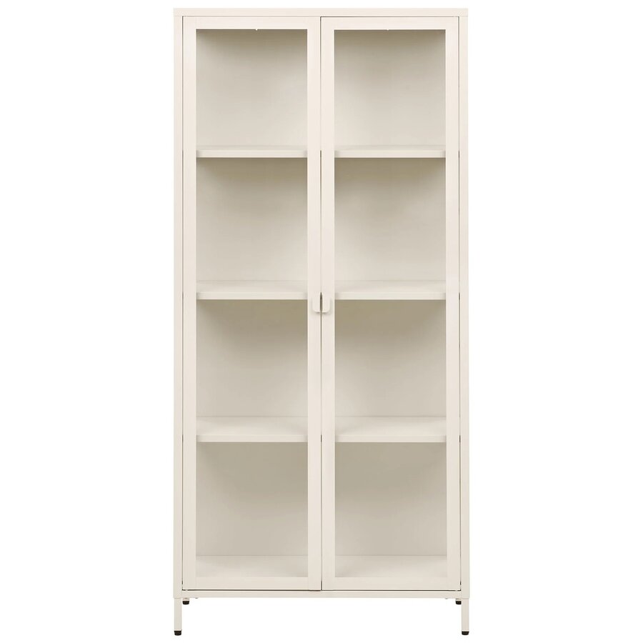 House Nordic Brisbane Gebroken Wit / Glas Vitrinekast H175 cm