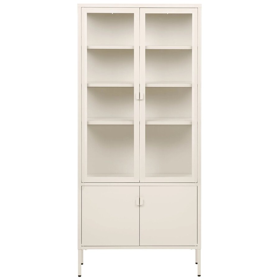 House Nordic Brisbane Gebroken Wit/Glas Vitrinekast 4-Deuren