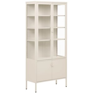 House Nordic Brisbane Gebroken Wit/Glas Vitrinekast 4-Deuren