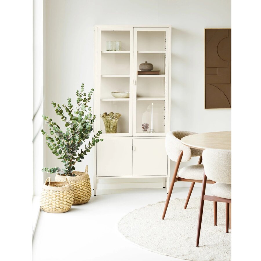 House Nordic Brisbane Gebroken Wit/Glas Vitrinekast 4-Deuren