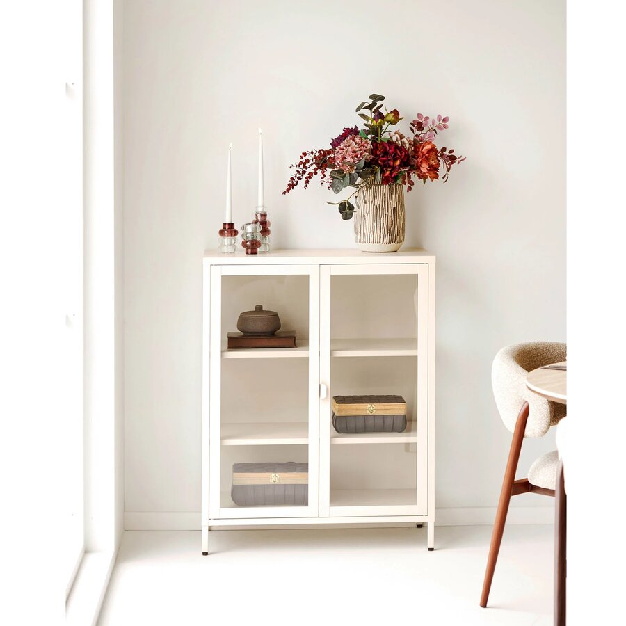 House Nordic Brisbane Gebroken Wit / Glas Vitrinekast H101 cm