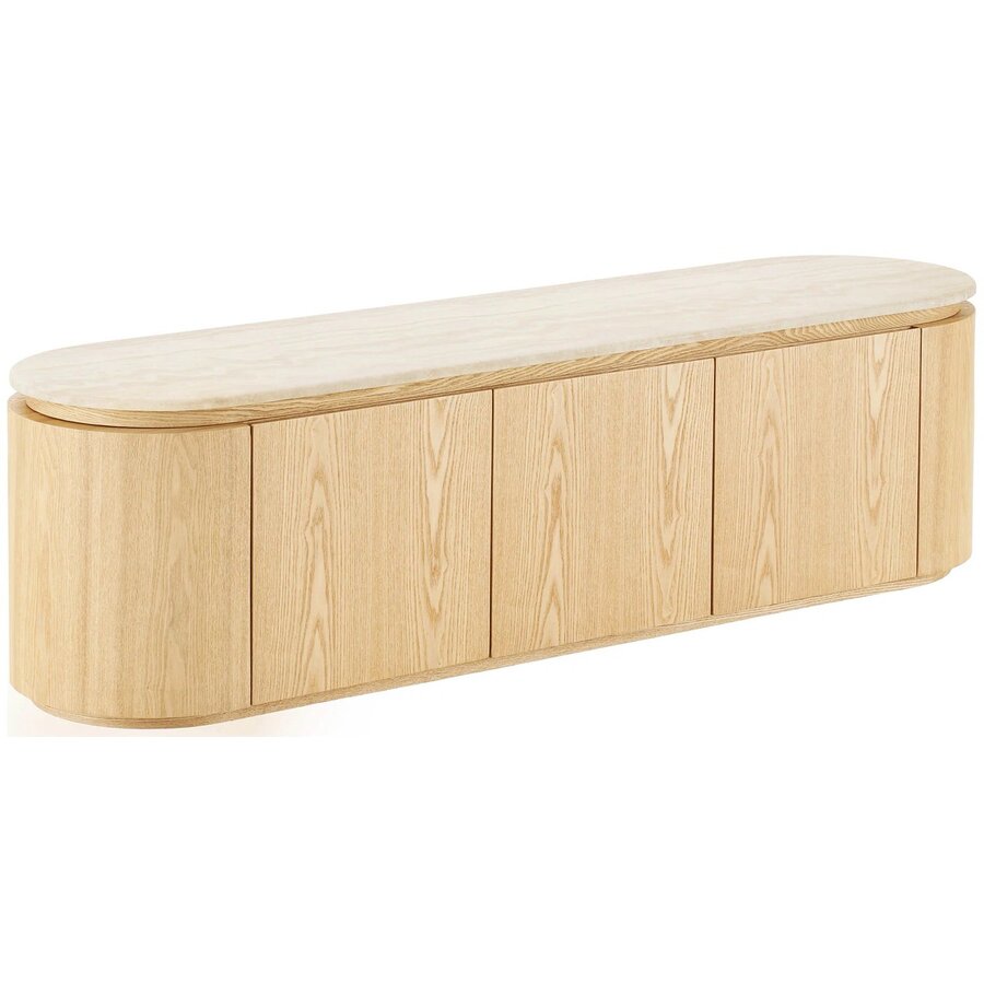 Larvik Graniet/Essenhout TV Meubel met 3-Deuren House Nordic Larvik Graniet/Essenhout TV Meubel met 3-Deuren