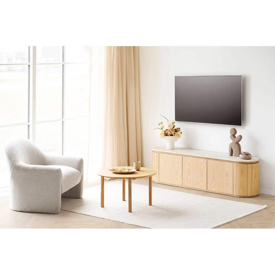 Larvik Graniet/Essenhout TV Meubel met 3-Deuren House Nordic Larvik Graniet/Essenhout TV Meubel met 3-Deuren