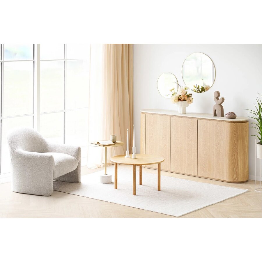 Larvik Graniet/Essenhout Dressoir met 3-Deuren House Nordic Larvik Graniet/Essenhout Dressoir met 3-Deuren
