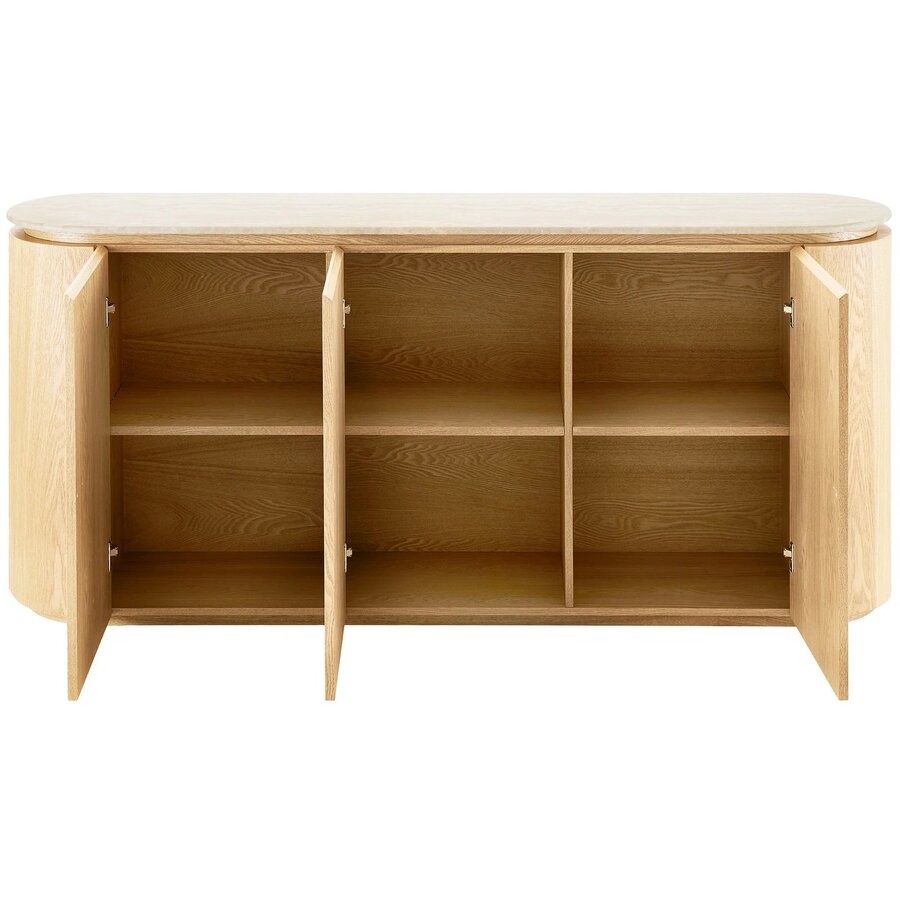 Larvik Graniet/Essenhout Dressoir met 3-Deuren House Nordic Larvik Graniet/Essenhout Dressoir met 3-Deuren