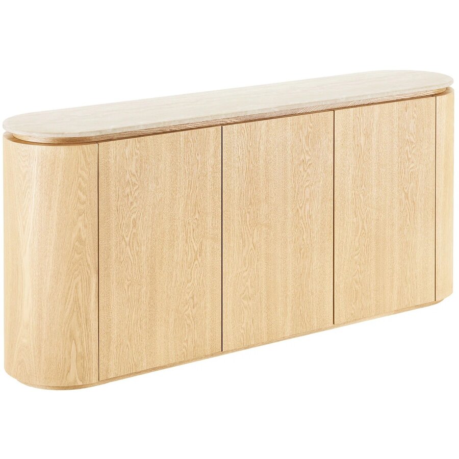 Larvik Graniet/Essenhout Dressoir met 3-Deuren House Nordic Larvik Graniet/Essenhout Dressoir met 3-Deuren