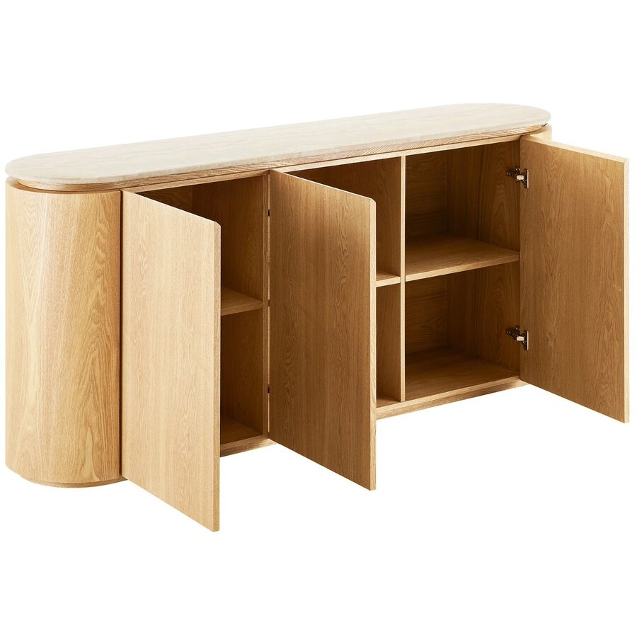 Larvik Graniet/Essenhout Dressoir met 3-Deuren House Nordic Larvik Graniet/Essenhout Dressoir met 3-Deuren