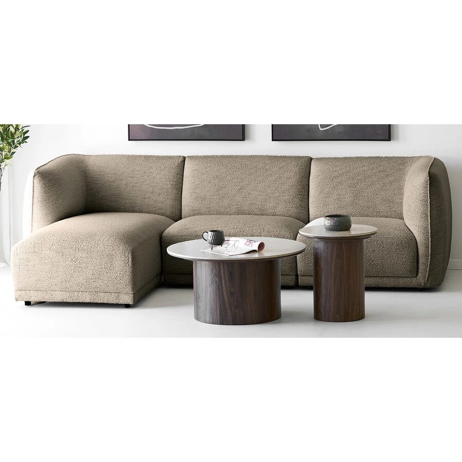 Noor Bruin 3-Zits Bank + Chaise Lounge Links House Nordic Noor Bruin 3-Zits Bank + Chaise Lounge Links