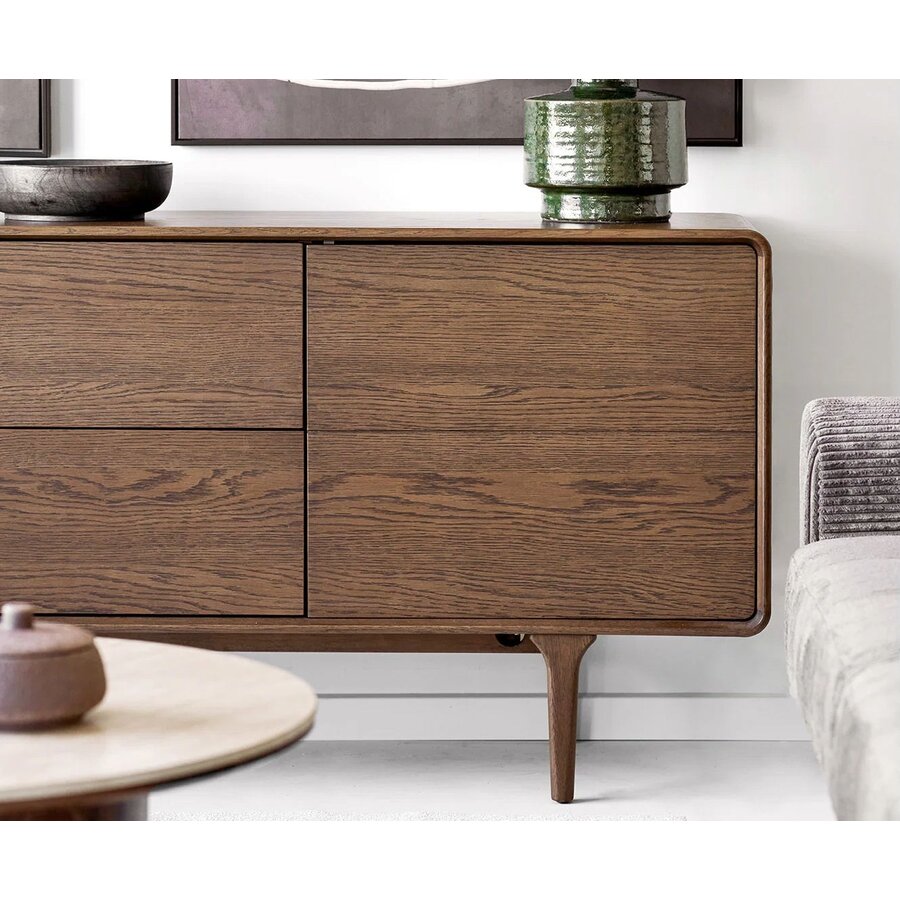 Darwin Donkerbruin Eiken Dressoir 2-Deuren 2-Lades House Nordic Darwin Donkerbruin Eiken Dressoir 2-Deuren 2-Lades