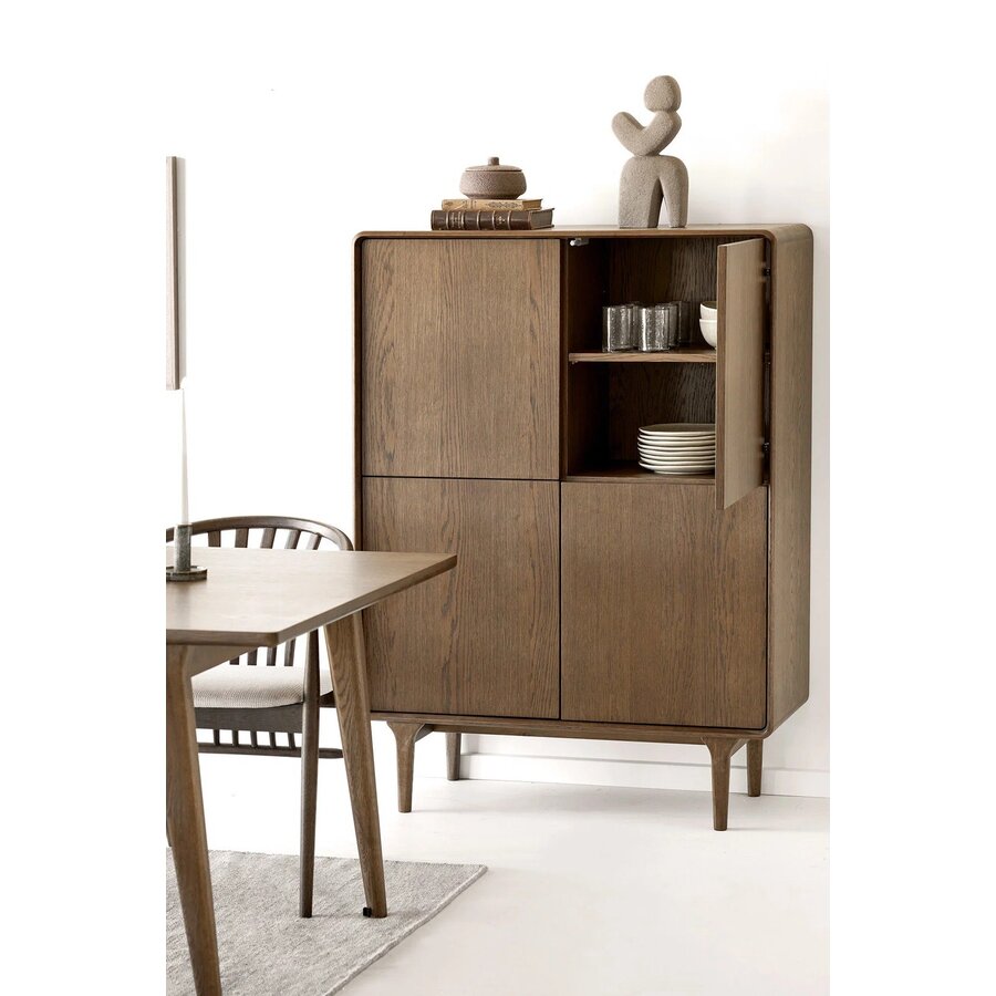 House Nordic Darwin Donkerbruin Eiken Opbergkast 4-Deuren