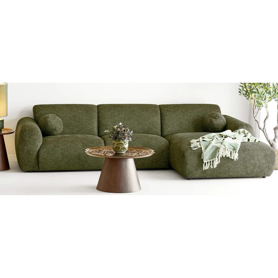 House Nordic Clyde Olijfgroen 3-Zits Bank + Chaise Lounge Rechts