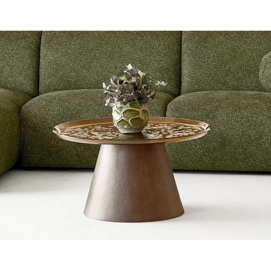 Orvieto Ronde Salontafel Glas/Essenhout Ø80 cm House Nordic Orvieto Ronde Salontafel Glas/Essenhout Ø80 cm