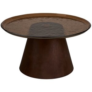 House Nordic Orvieto Ronde Salontafel Glas/Essenhout Ø80 cm