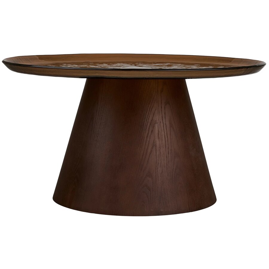 Orvieto Ronde Salontafel Glas/Essenhout Ø80 cm House Nordic Orvieto Ronde Salontafel Glas/Essenhout Ø80 cm