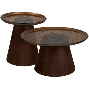House Nordic Orvieto Ronde Salontafel Set Glas/Essenhout