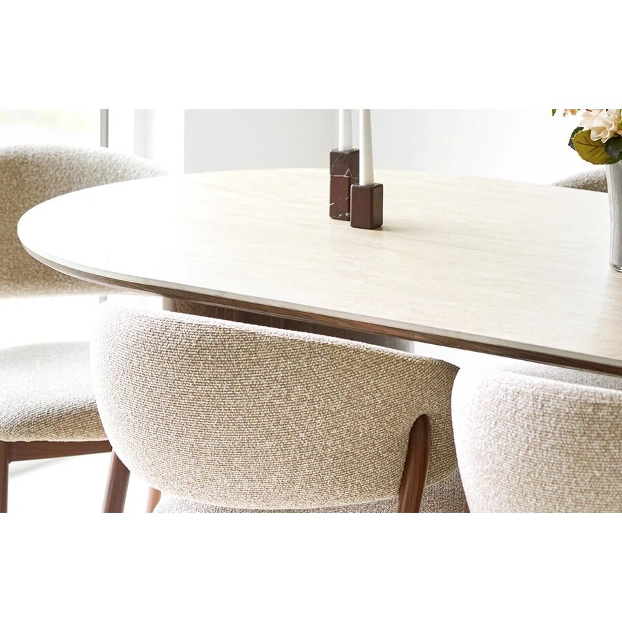 House Nordic Delphi Ovale Eettafel Travertin 210 cm