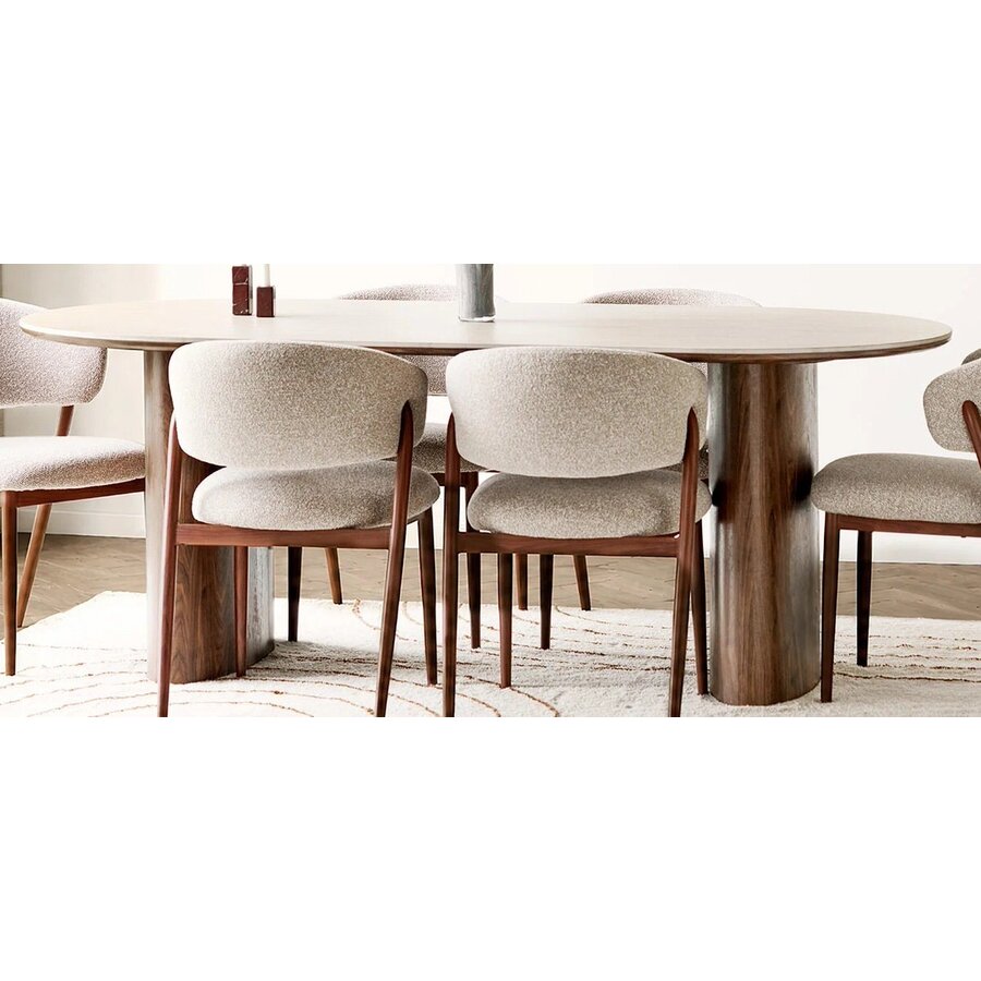 House Nordic Delphi Ovale Eettafel Travertin 210 cm