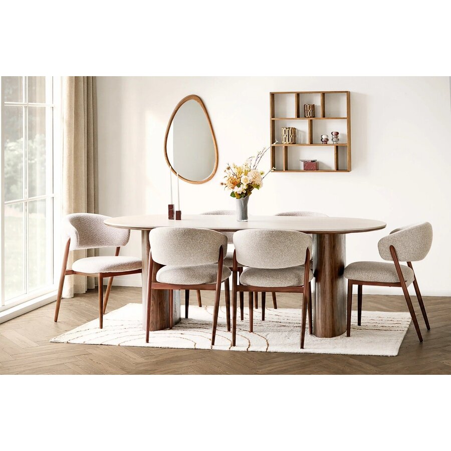 House Nordic Delphi Ovale Eettafel Travertin 210 cm