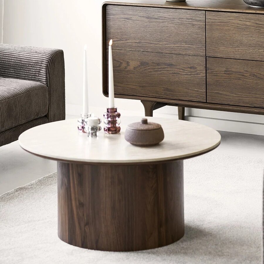 Delphi Ronde Salontafel Travertin Ø80 cm House Nordic Delphi Ronde Salontafel Travertin Ø80 cm