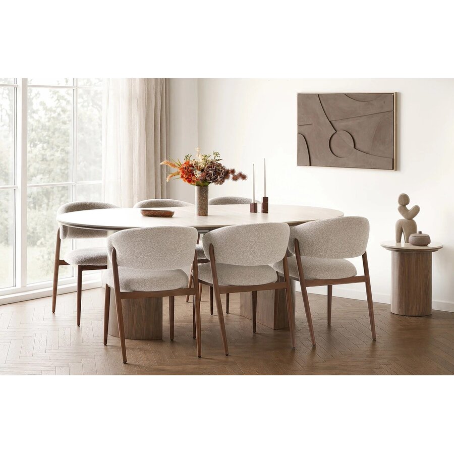 House Nordic Delphi Ronde Bijzettafel Travertin Ø45 cm