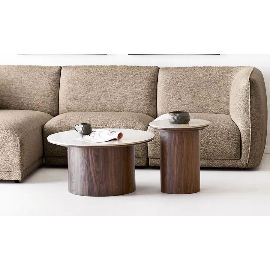 House Nordic Delphi Ronde Bijzettafel Travertin Ø45 cm