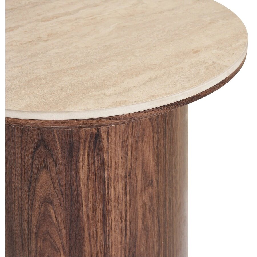 House Nordic Delphi Ronde Bijzettafel Travertin Ø45 cm