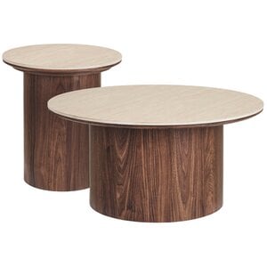 House Nordic Delphi Ronde Salontafel Set Travertin