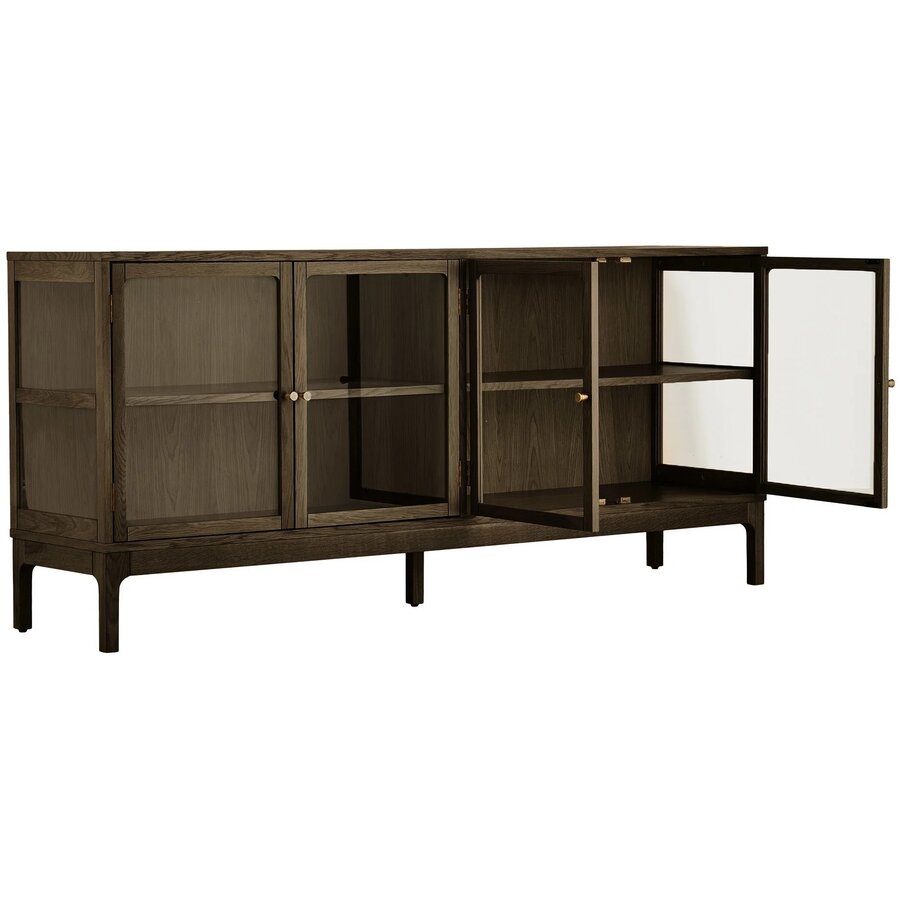 House Nordic Zamora Donkerbruin Eiken / Glas Dressoir W180 cm