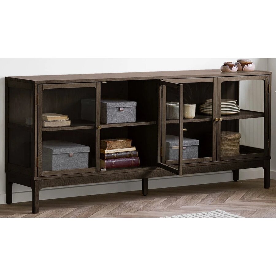 House Nordic Zamora Donkerbruin Eiken / Glas Dressoir W180 cm