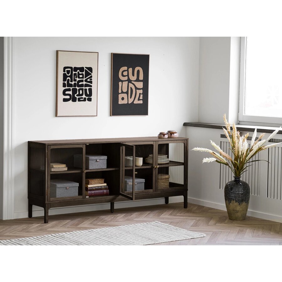 House Nordic Zamora Donkerbruin Eiken / Glas Dressoir W180 cm