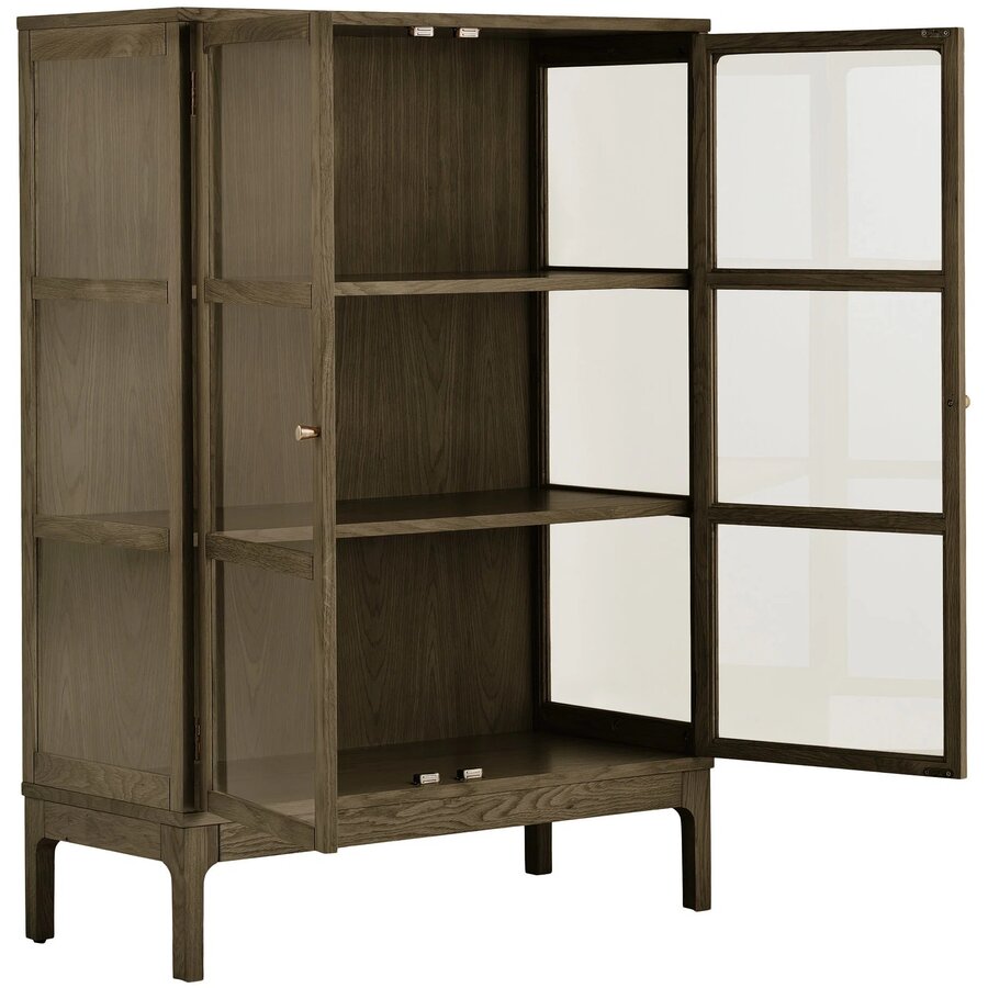 House Nordic Zamora Donkerbruin Eiken / Glas Opbergkast H126 cm