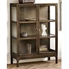 Zamora Donkerbruin Eiken / Glas Opbergkast H126 cm
