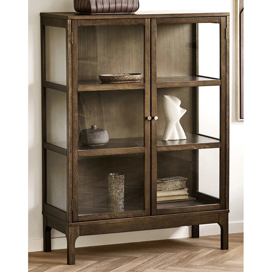House Nordic Zamora Donkerbruin Eiken / Glas Opbergkast H126 cm