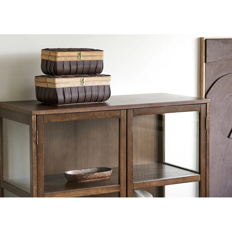 House Nordic Zamora Donkerbruin Eiken / Glas Opbergkast H126 cm