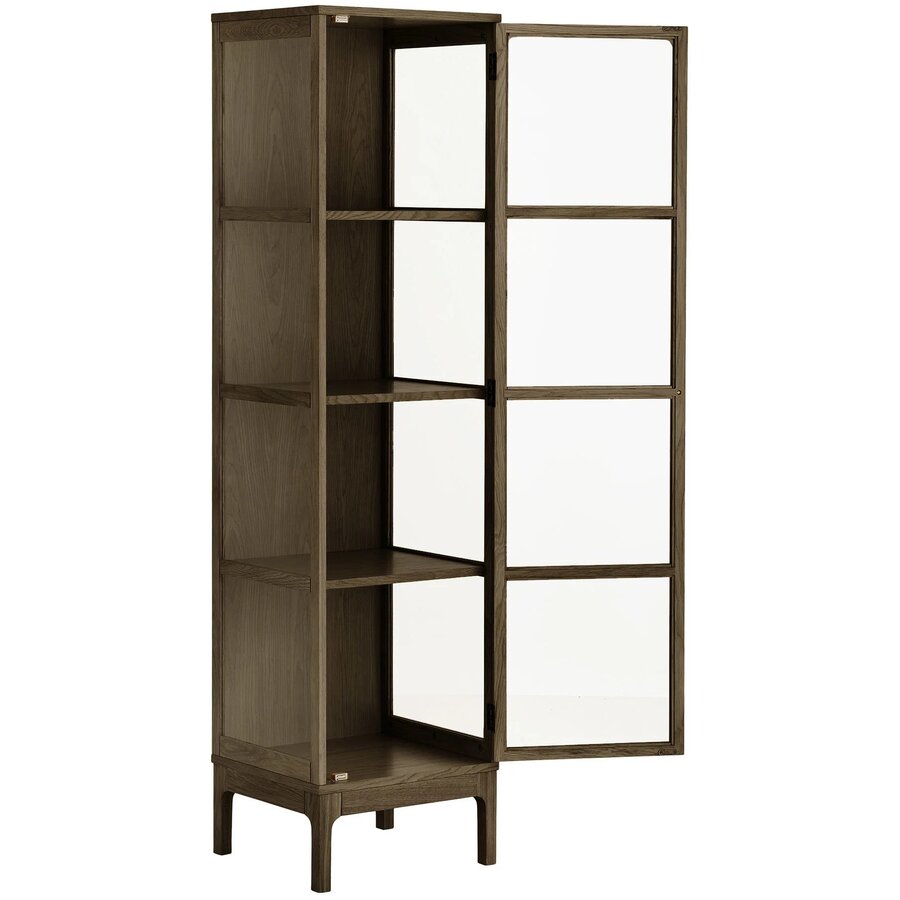 House Nordic Zamora Donkerbruin Eiken / Glas Vitrinekast met 1-Deur