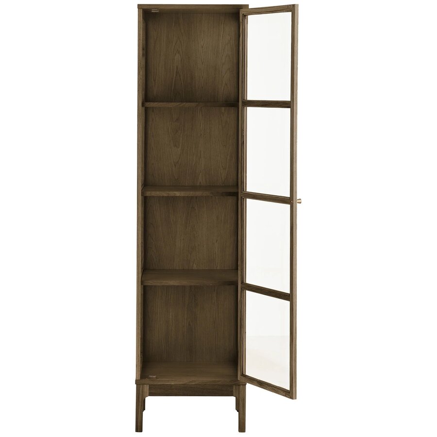 House Nordic Zamora Donkerbruin Eiken / Glas Vitrinekast met 1-Deur