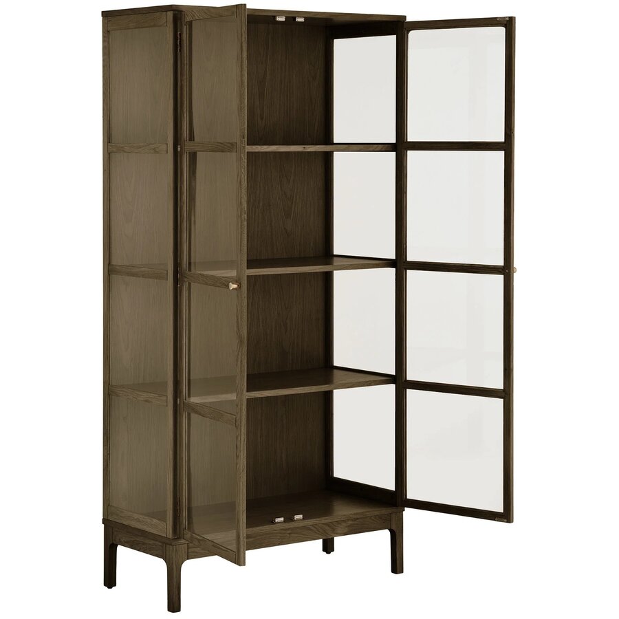 House Nordic Zamora Donkerbruin Eiken / Glas Vitrinekast met 2-Deuen