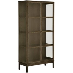 House Nordic Zamora Donkerbruin Eiken / Glas Vitrinekast met 2-Deuen