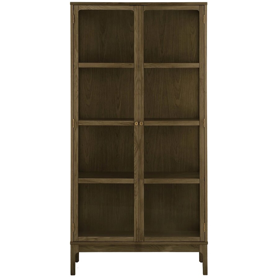 House Nordic Zamora Donkerbruin Eiken / Glas Vitrinekast met 2-Deuen
